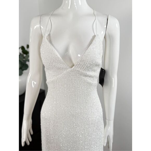 NWT Retrofete Violet asymmetric lace-up sequined stretch-tulle gown Size Small - Picture 10 of 14